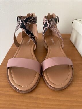 Esprit Pink Sandals with Snake-Print Ankle Straps